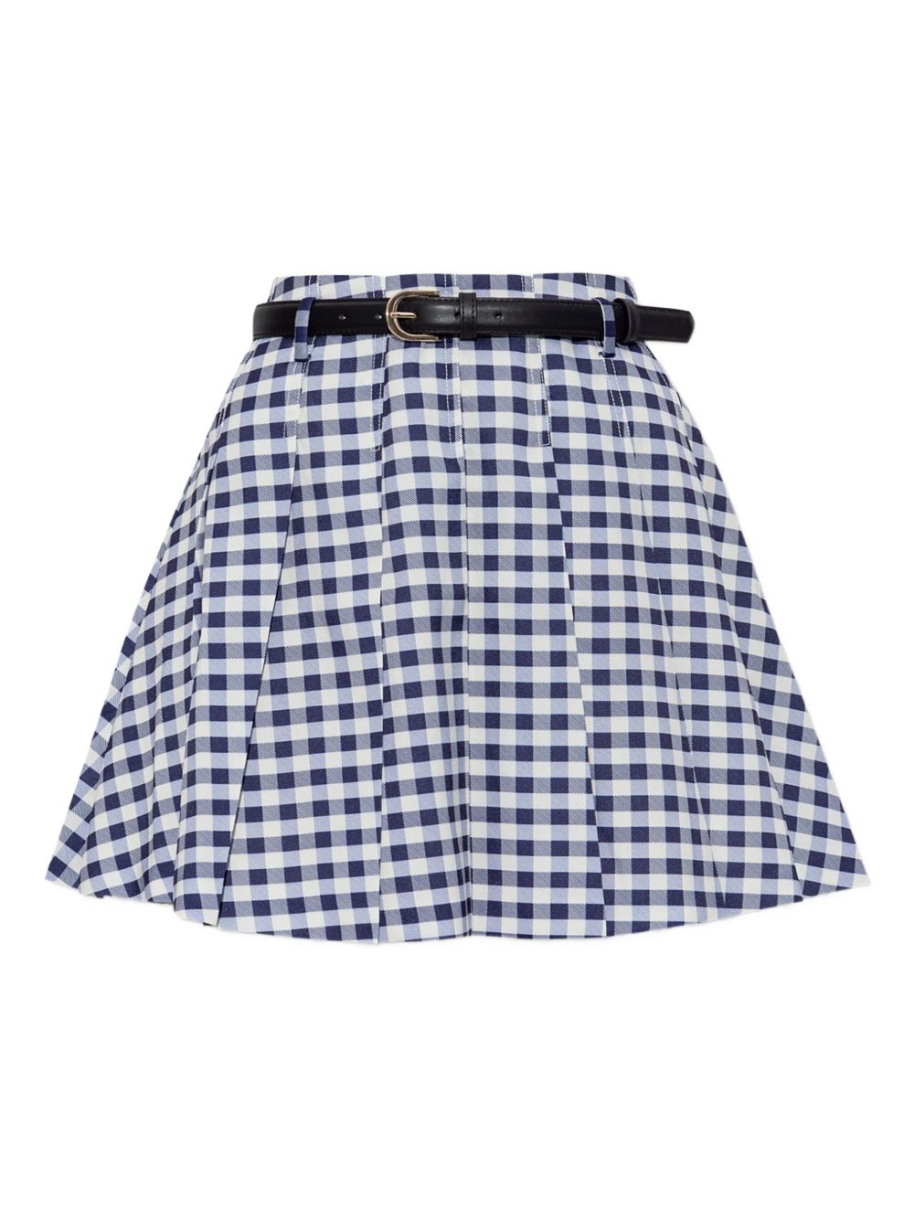 Gingham pleated mini skirt - Blue