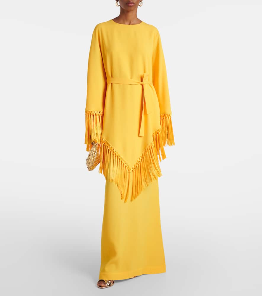 Fringed satin kaftan