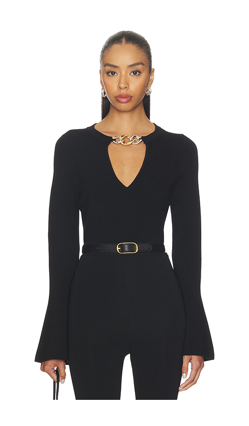 SIMKHAI Evren Long Sleeve Top in Black. M. Also in