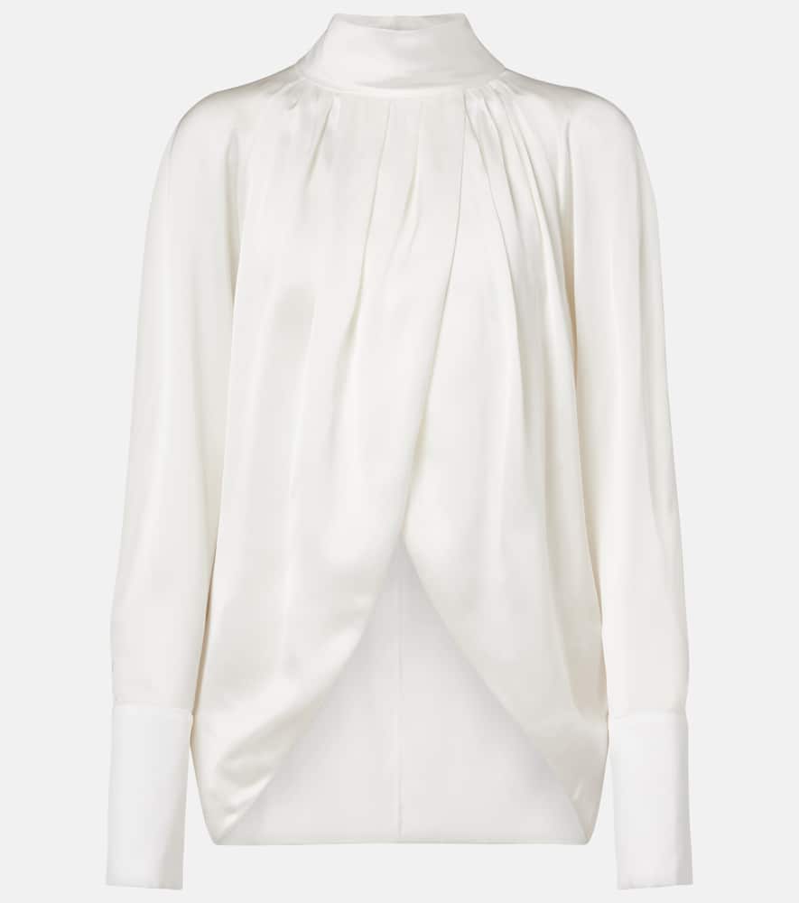 Draped silk satin blouse