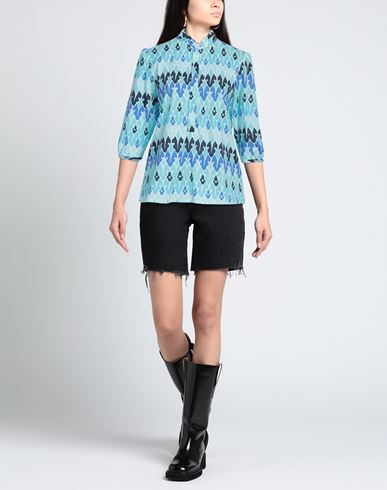 Woman Top Turquoise Size 6 Cotton, Elastane