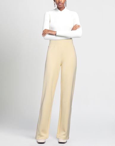 Woman Pants Pastel yellow Size L Polyester, Elastane
