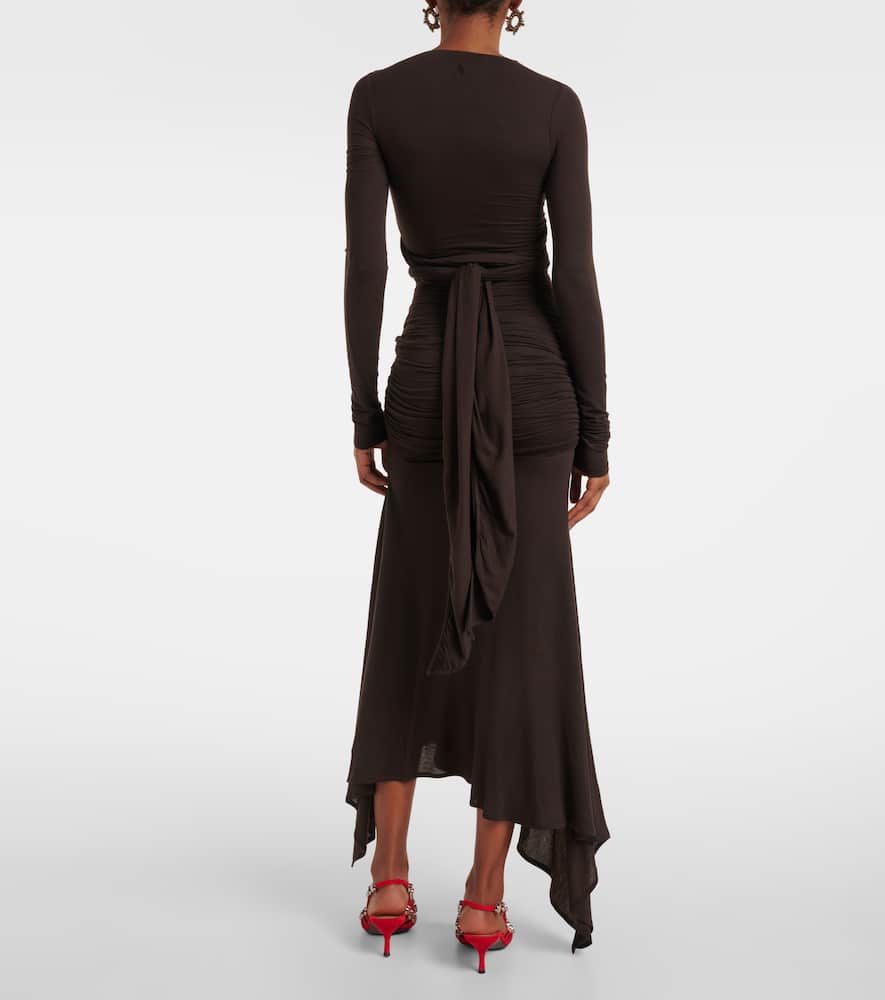 Sheer embroidered tulle midi dress