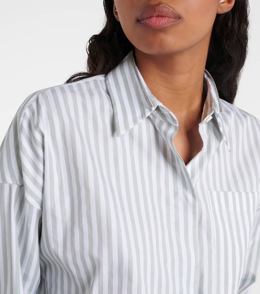 Striped cotton and silk poplin shirt