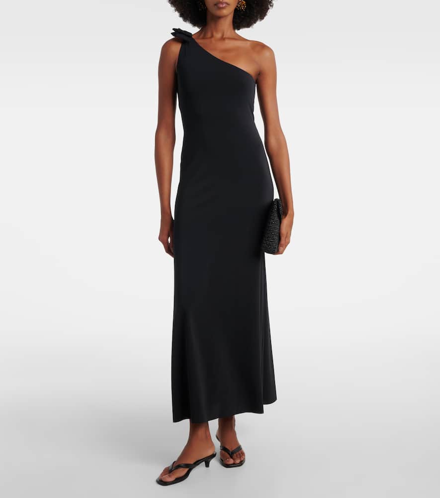 Miss bow-detail one-shoulder maxi dress