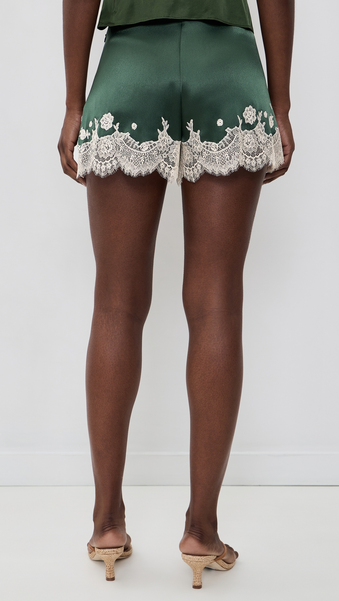 Elissa Lace Shorts Dark Fern