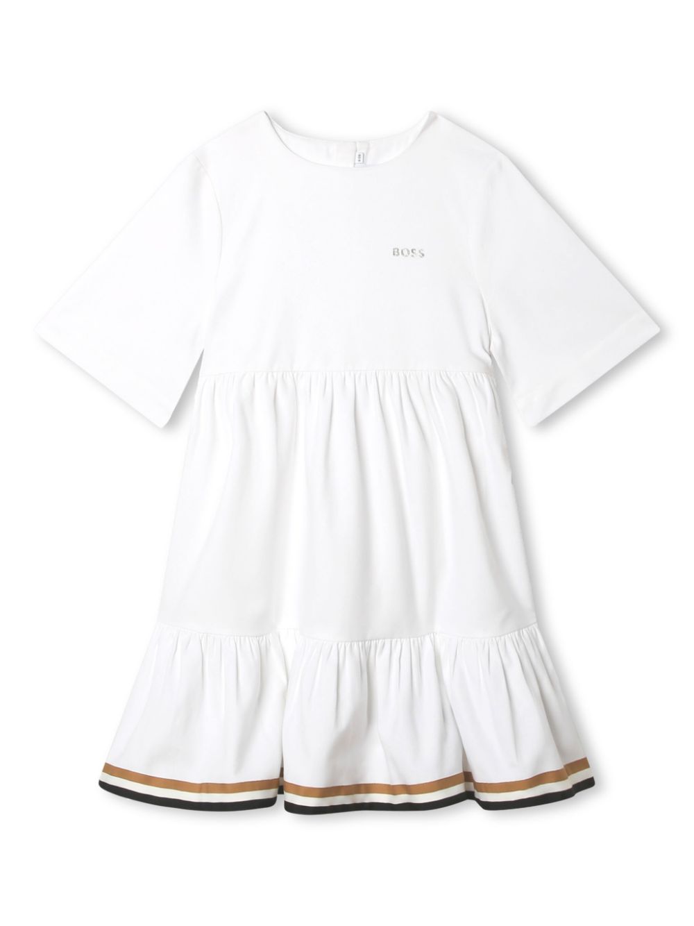 Logo-print tiered minidress - White