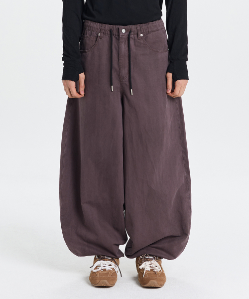 Dyed balloon cotton pants