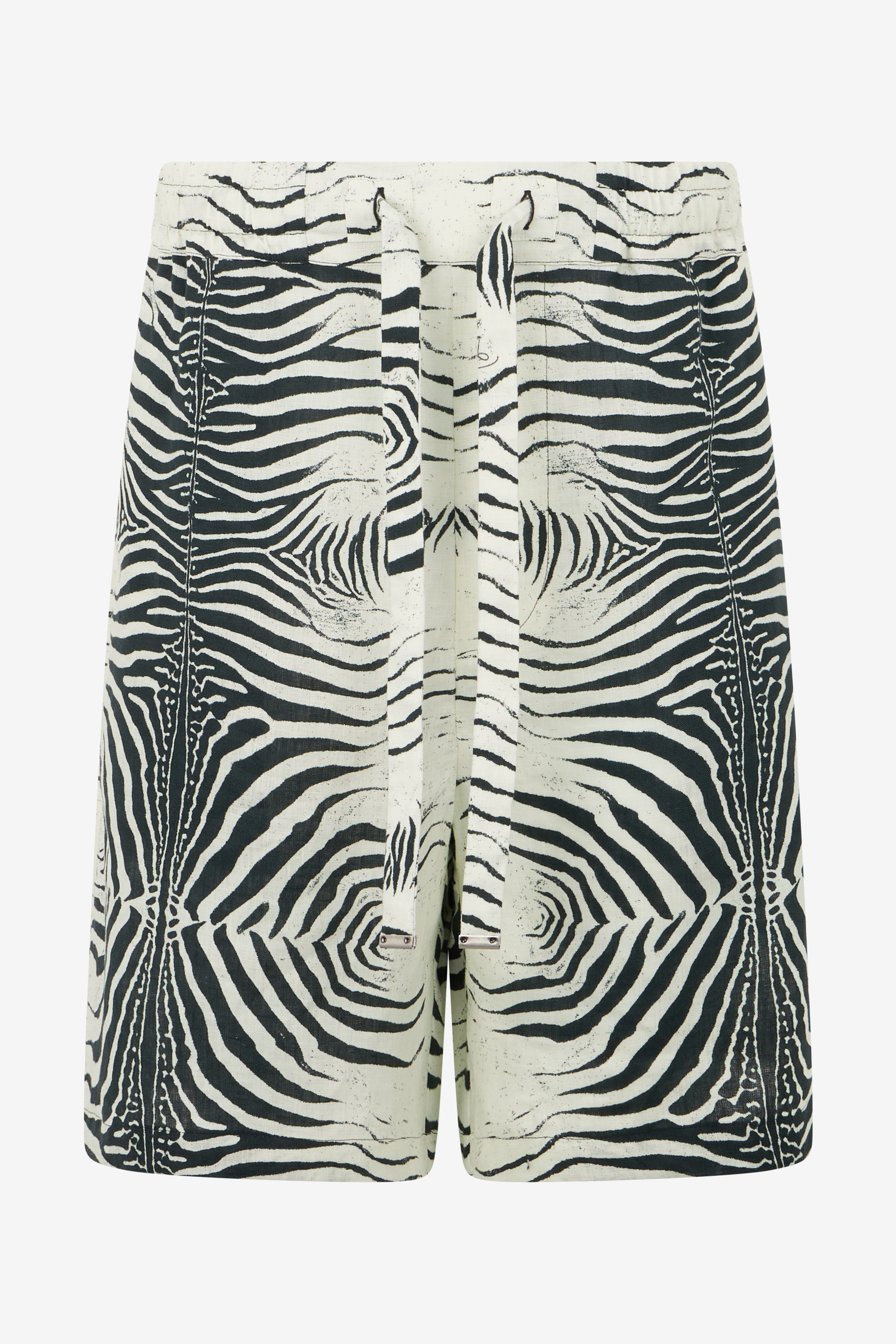 Linen Bermuda Shorts With Mini Zebra Print