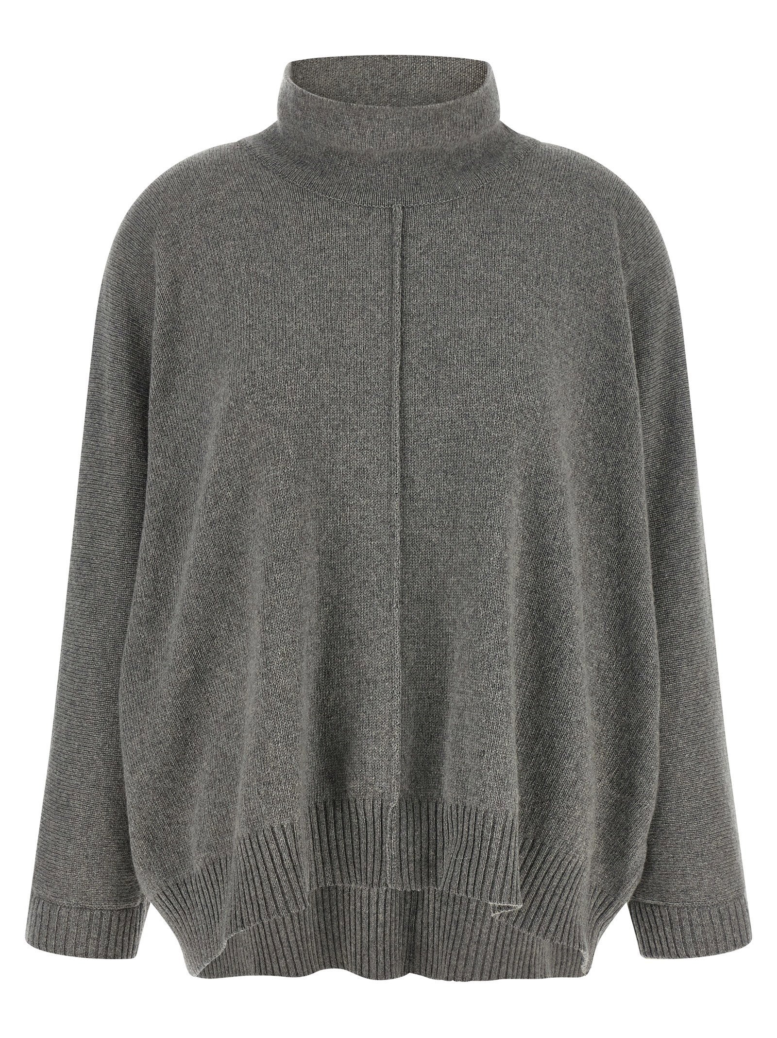 Central-Stitched Cashmere-Blend Sweater — gray