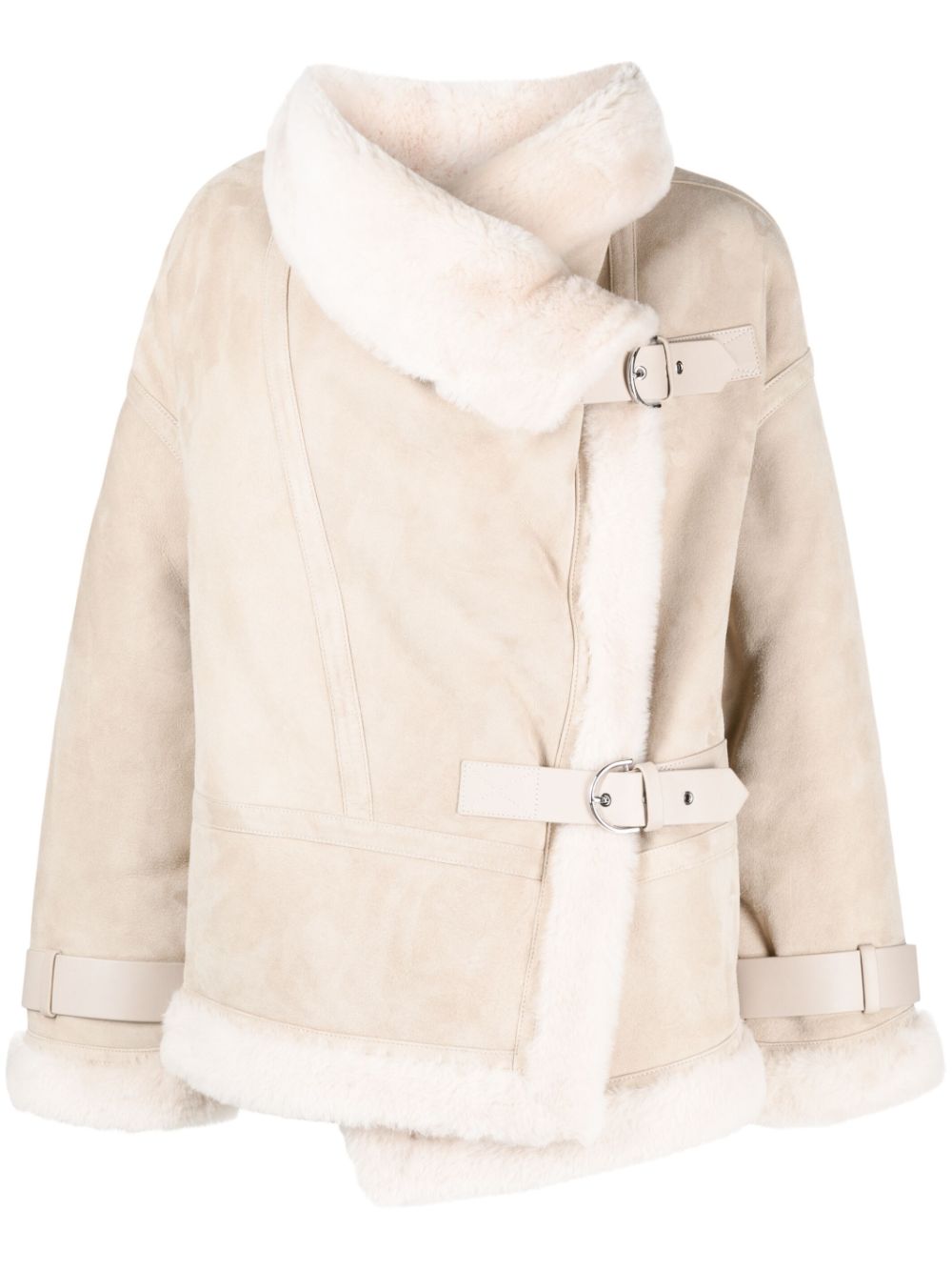 Darling shearling-trim suede jacket - Neutrals