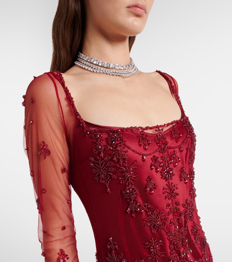 Chandelier embellished tulle gown