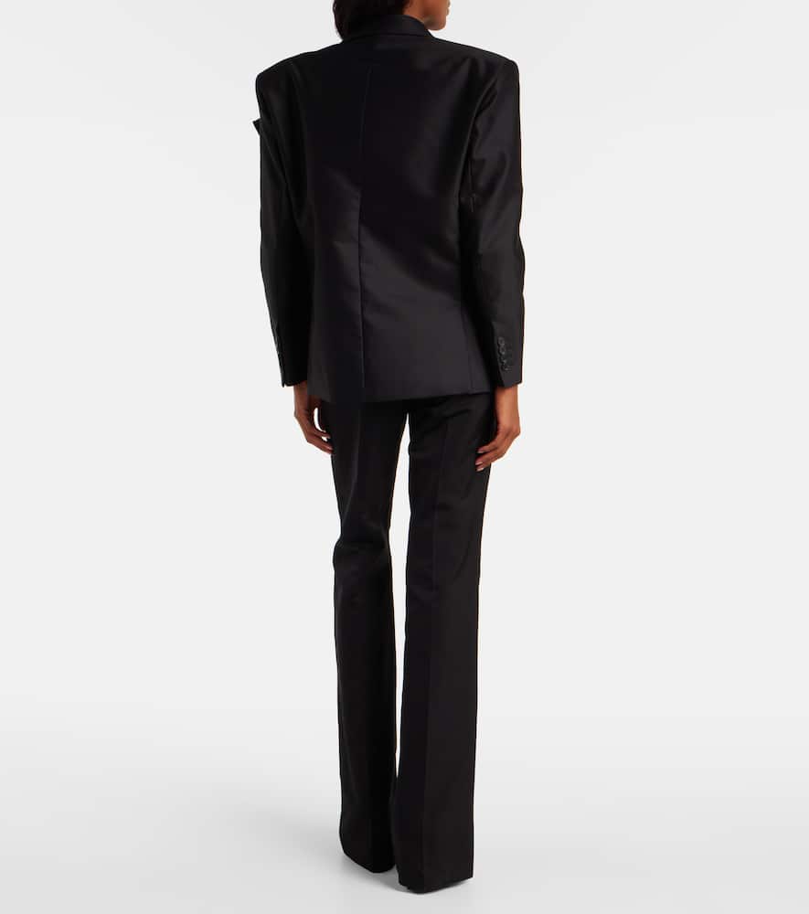 Floral-appliqué cotton blazer