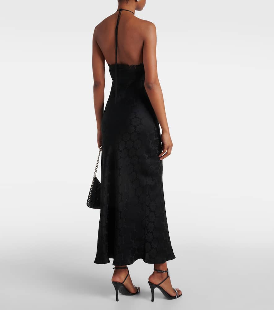 Floral jacquard lace midi dress