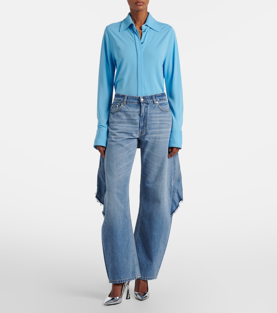 Paneled barrel-leg jeans