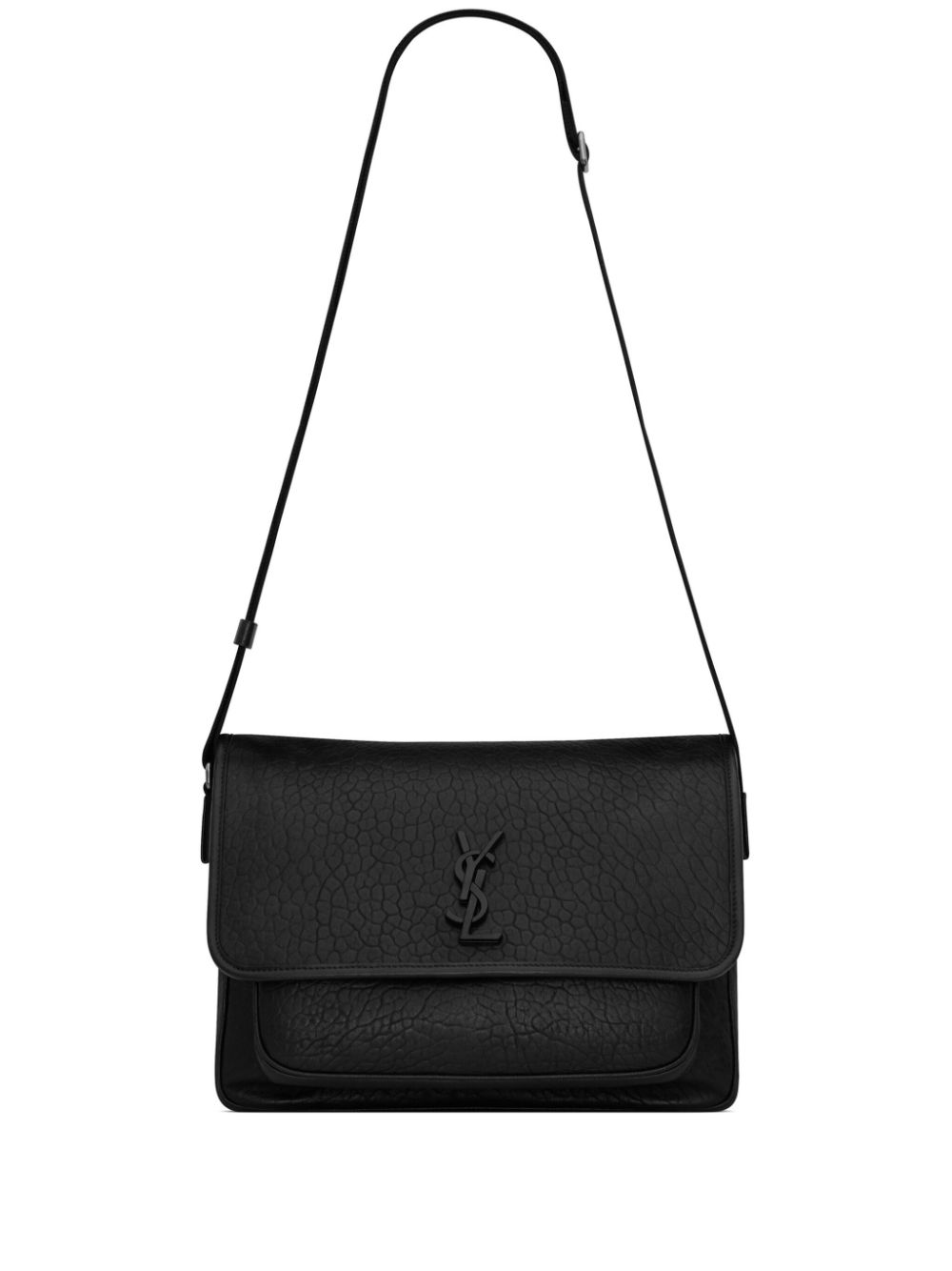 Niki logo-plaque messenger bag - Black