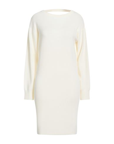Woman Mini dress Off white Size L Acrylic, Virgin Wool