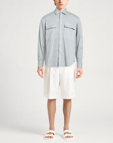 Man Shirt Light grey Size S Cotton, Lyocell