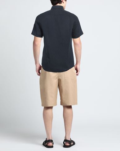 Man Shirt Midnight blue Size L Cotton, Linen