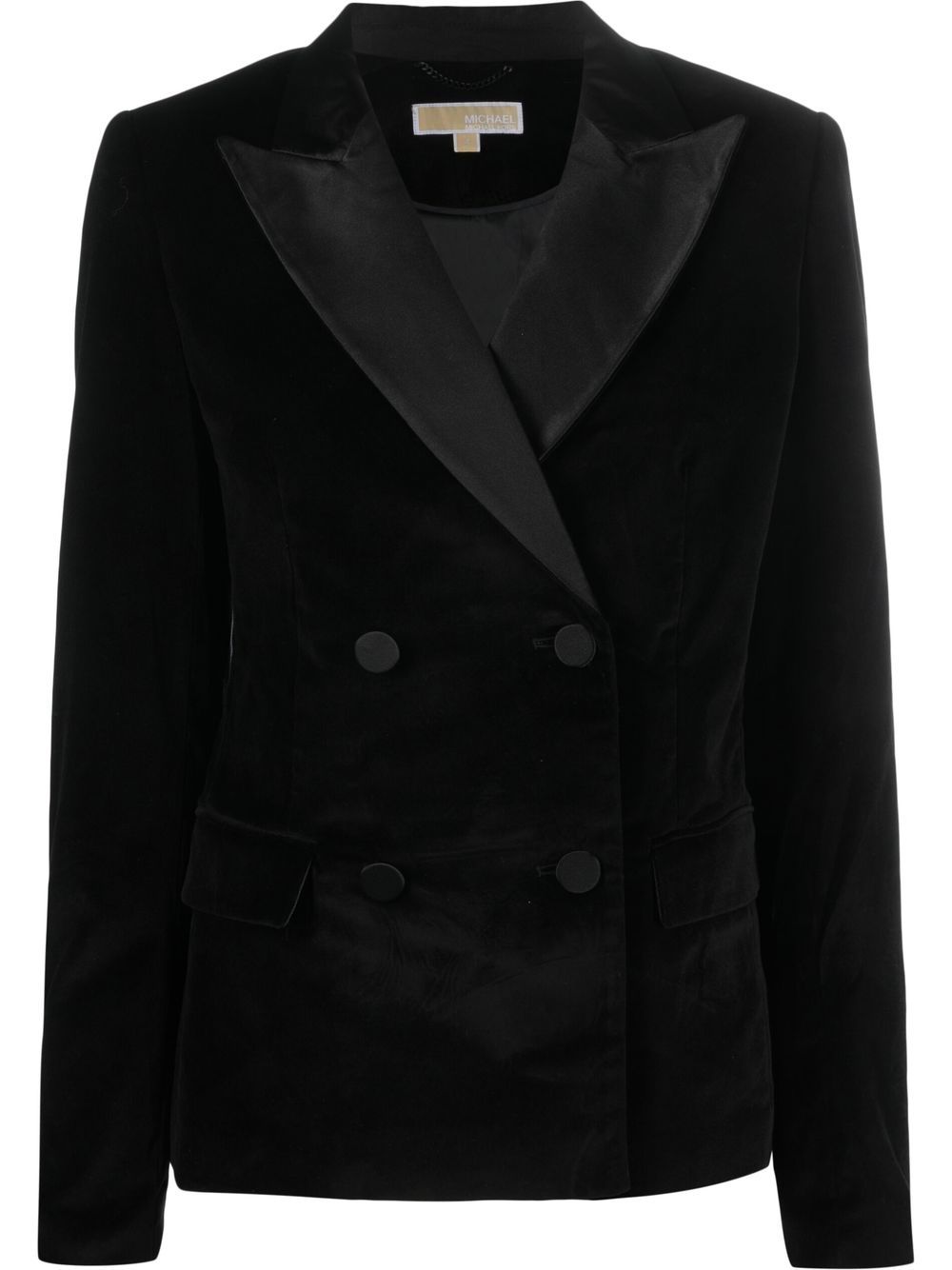 Peak-lapel velvet blazer - Black