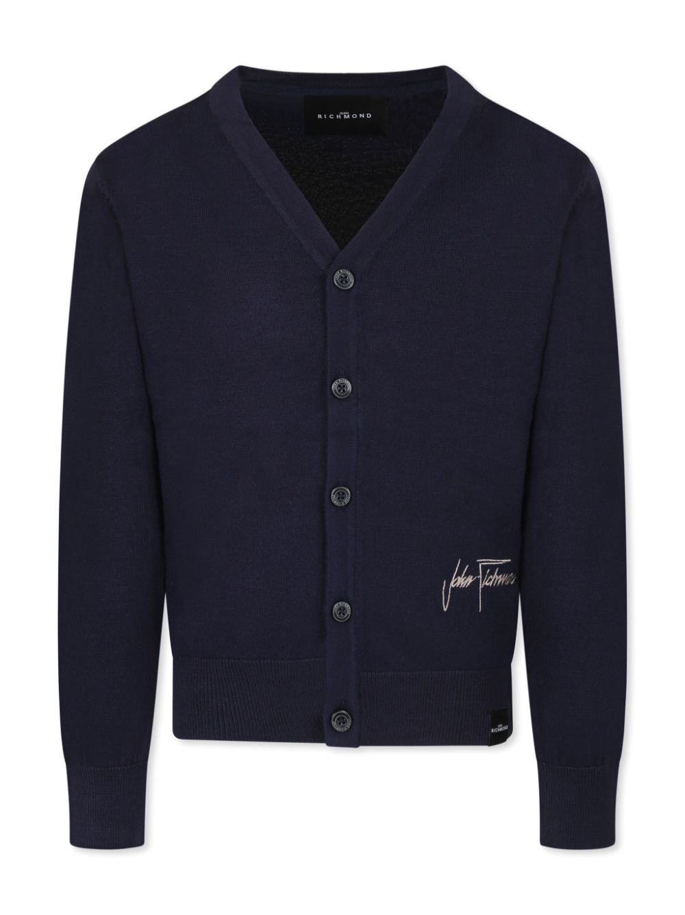 Logo-embroidered cardigan - Blue