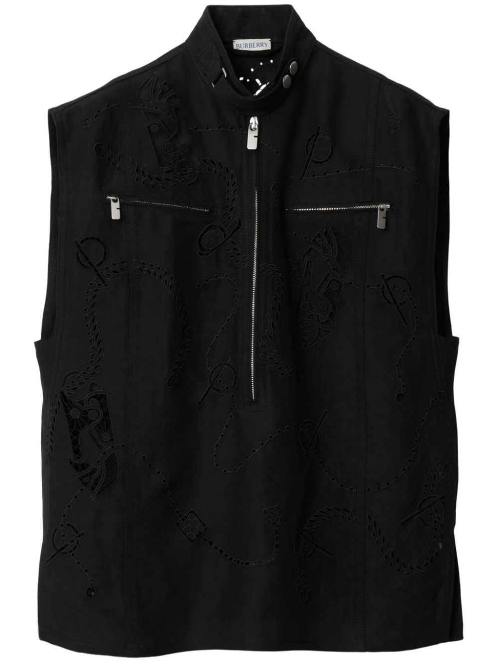 Broderie anglaise canvas vest - Black