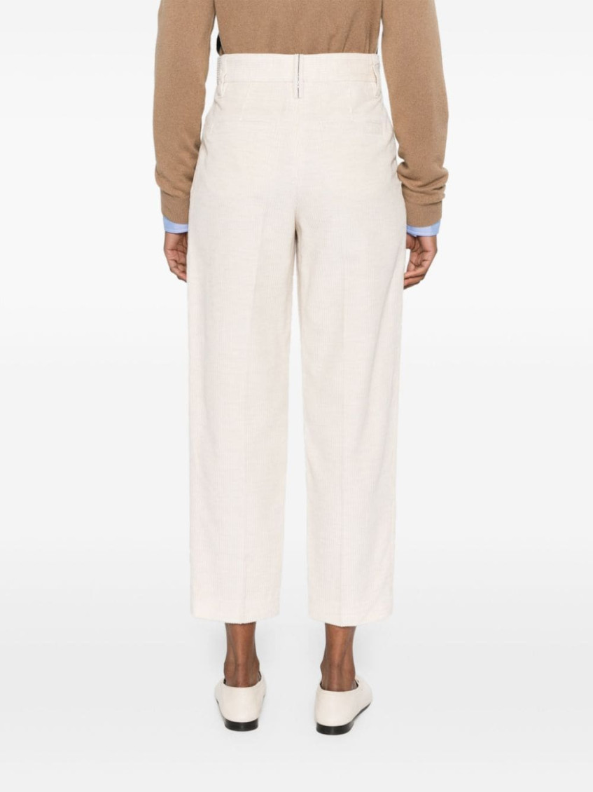 Striped Canvas Trousers In Viscose And Comfort Cotton With Necklace