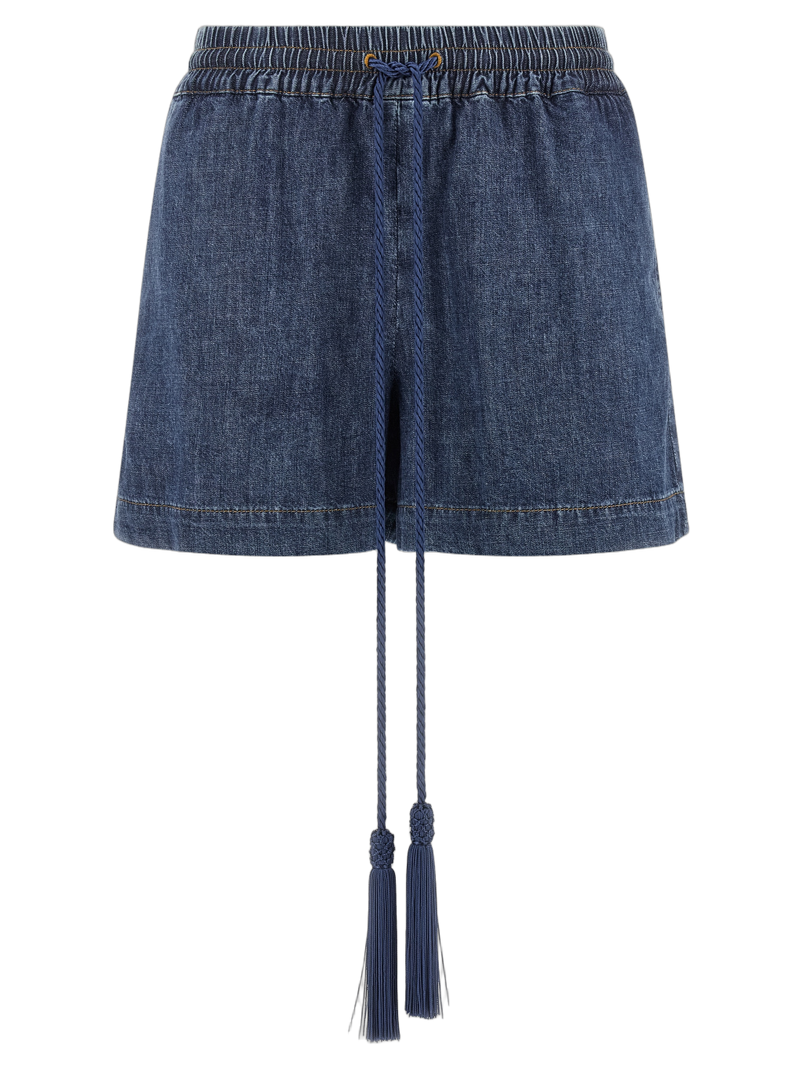 Cotton Denim Bermuda Shorts — Blue