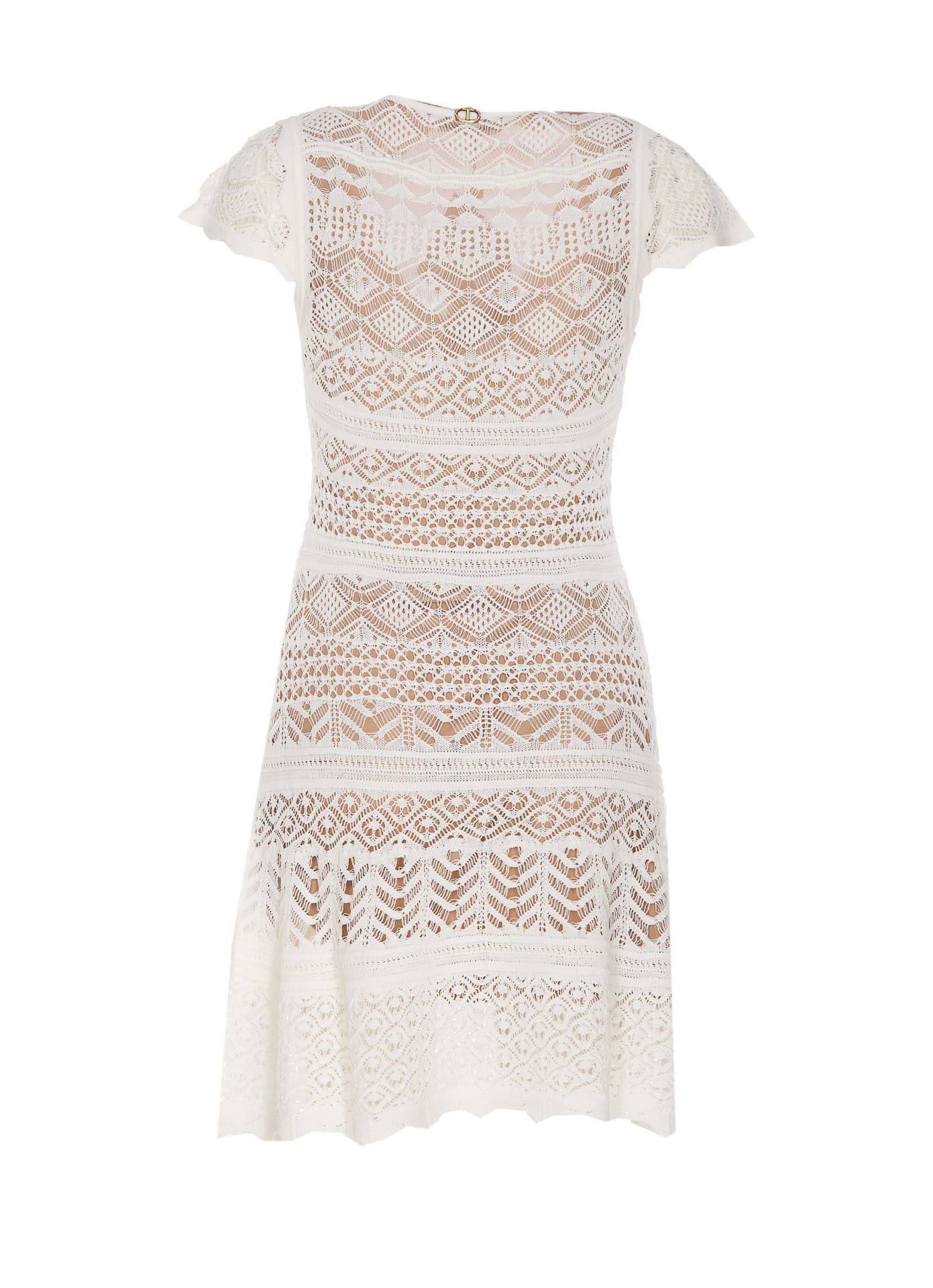 Lace Effect Mini Knit Dress