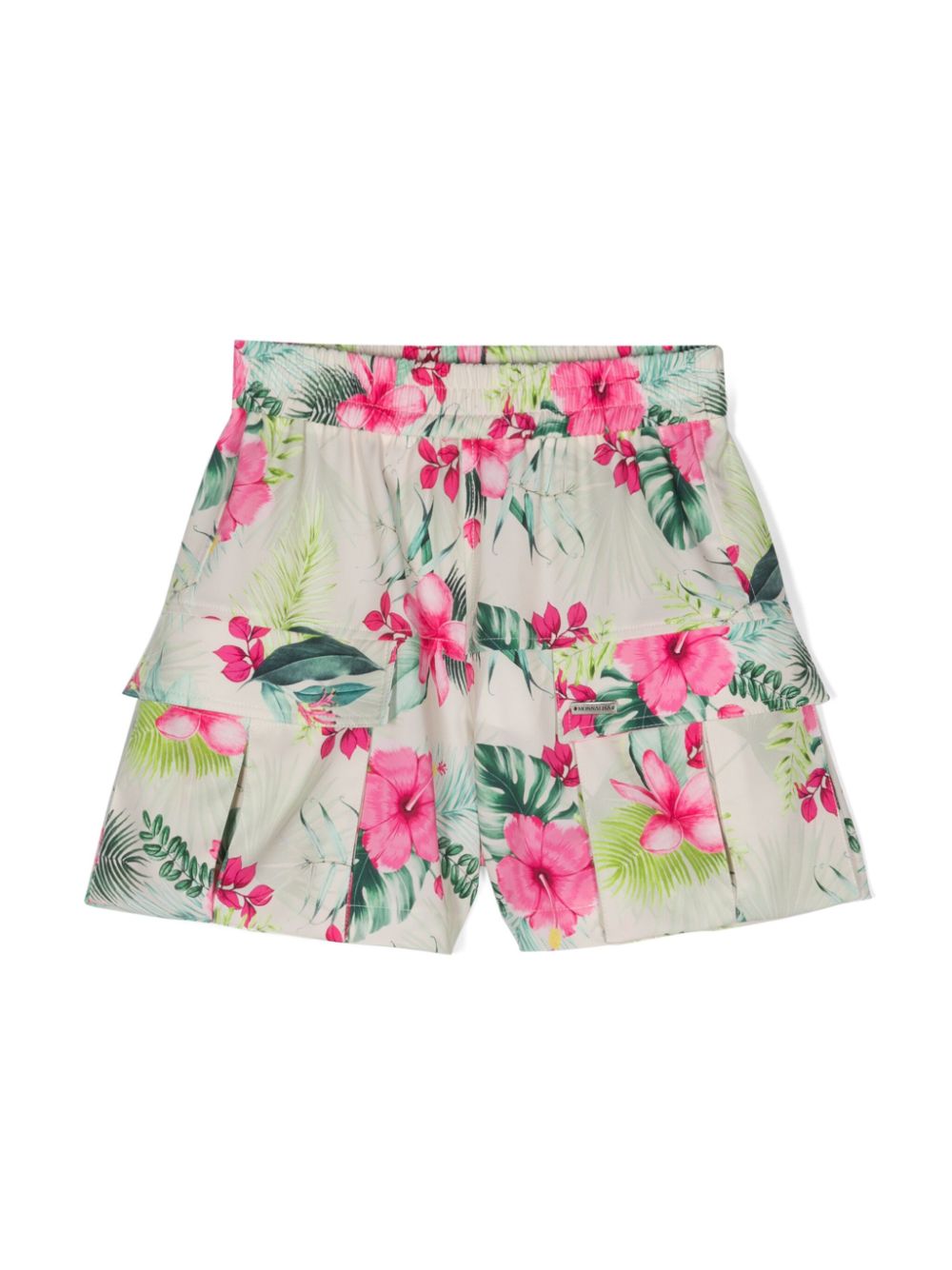Floral-print cotton shorts - Neutrals