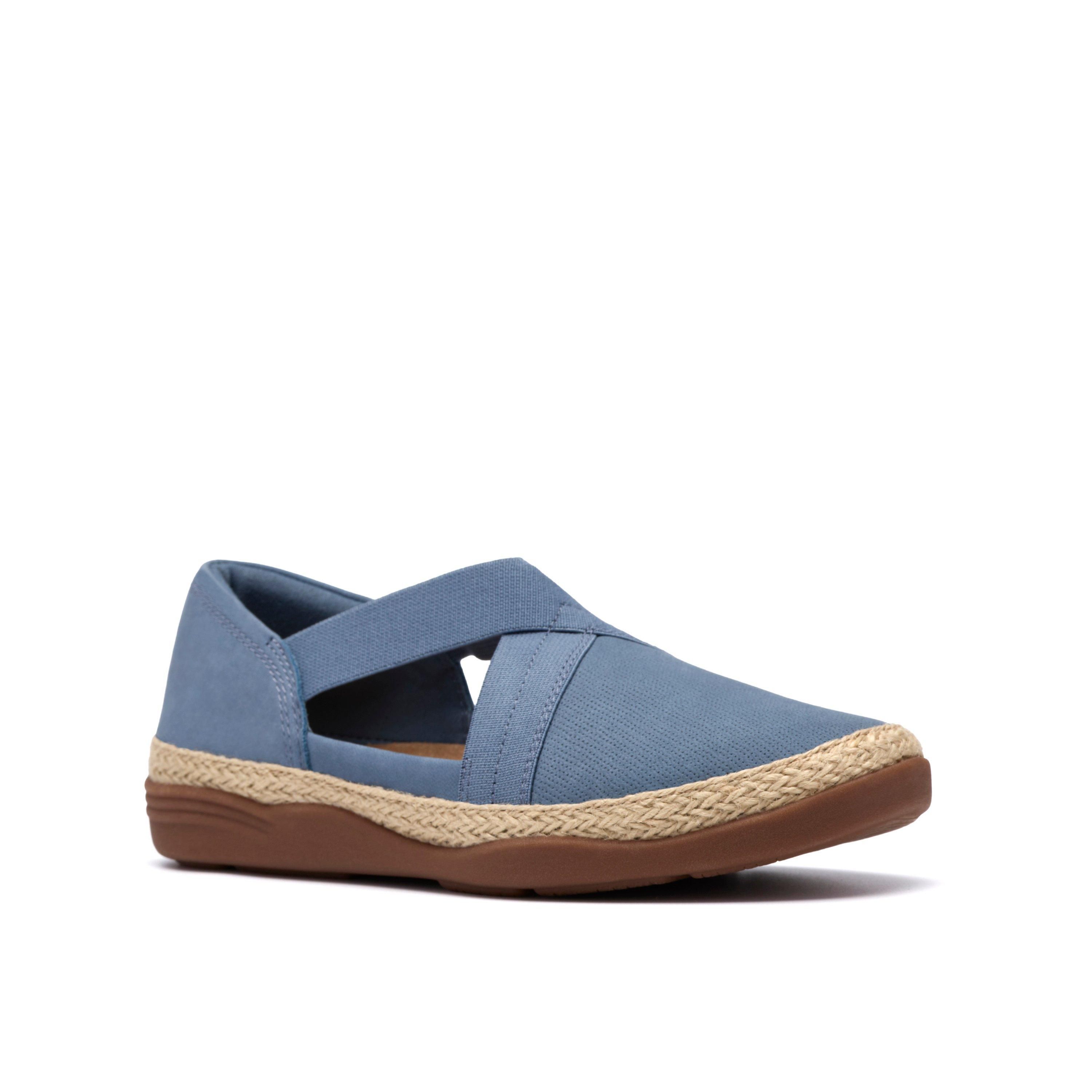 Clarks Elaina Dusk Denim Blue Nubuck Slip On