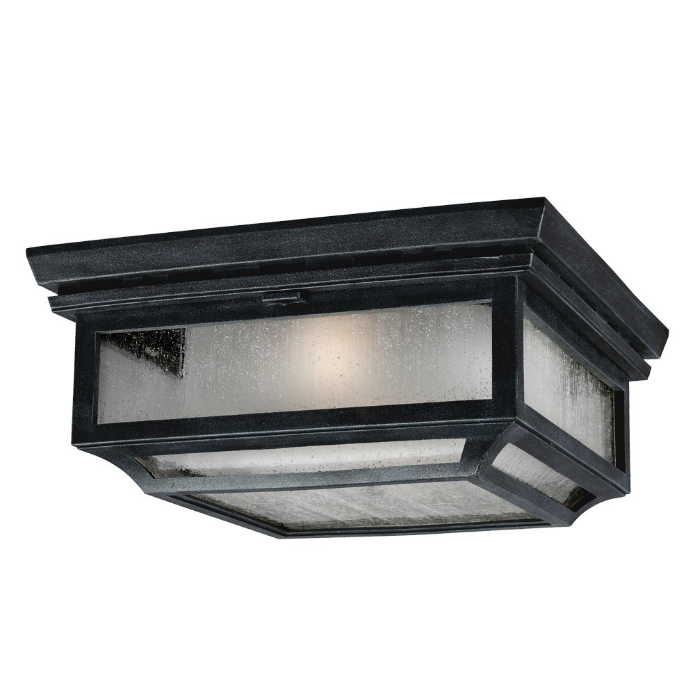 Visual Comfort Studio Shepherd 2-Light Outdoor Ceiling Light in Dark Weathered Zinc by Sean Lavin