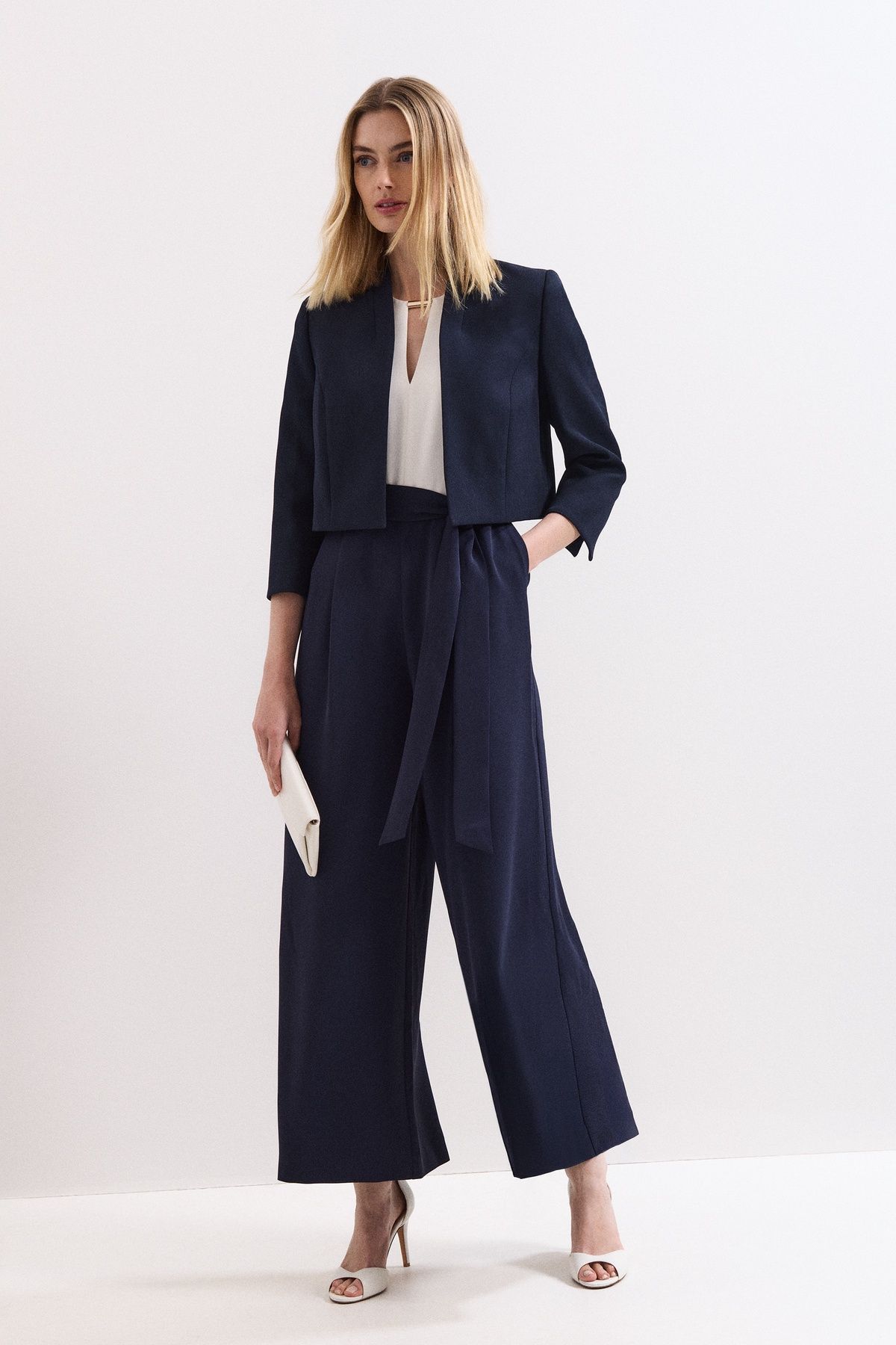 Phase Eight Women's Catherine Cropped 3/4 Sleeve Jacket in Dark Navy
