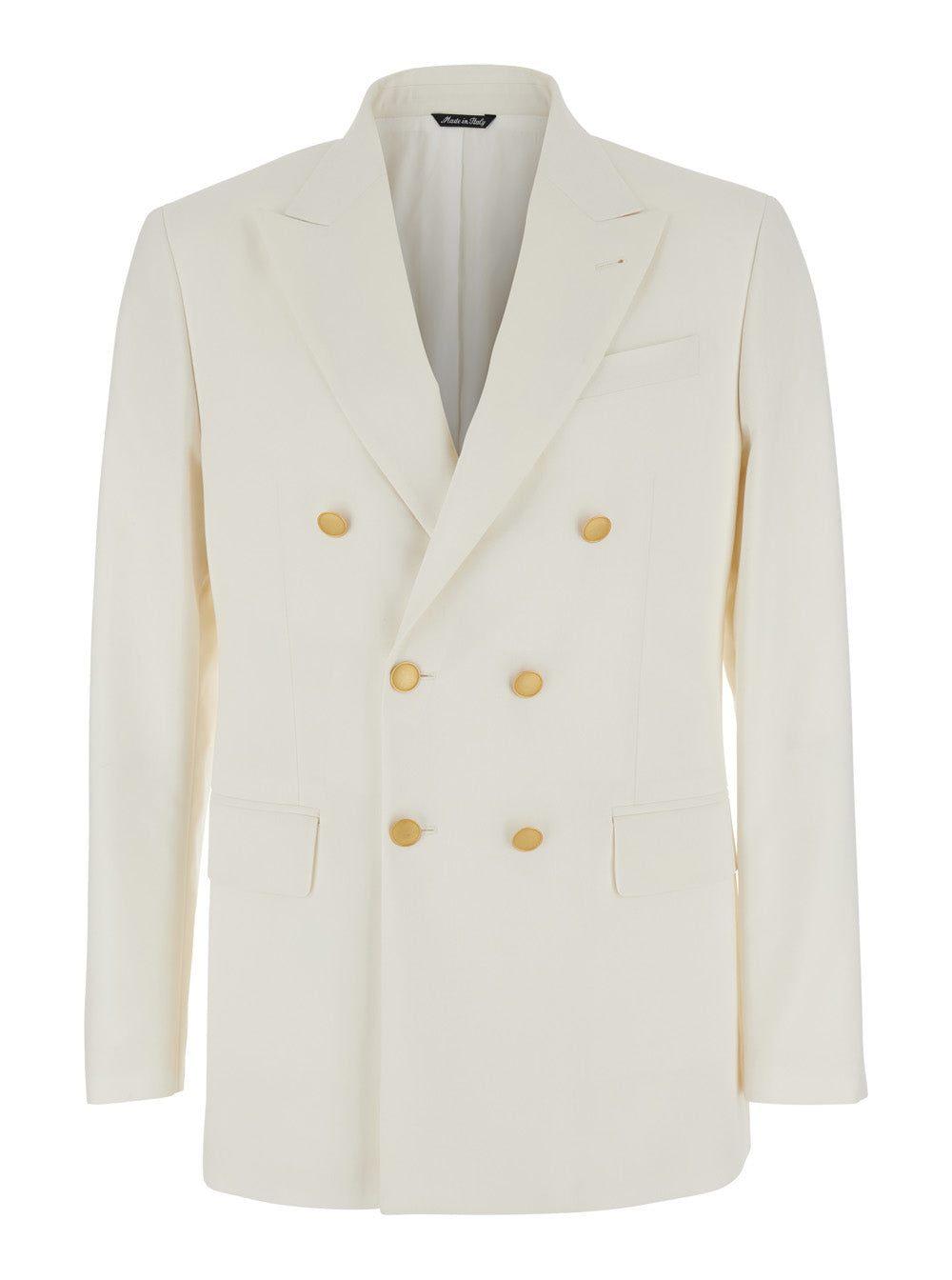 Double-Breasted Virgin Wool Blazer — White