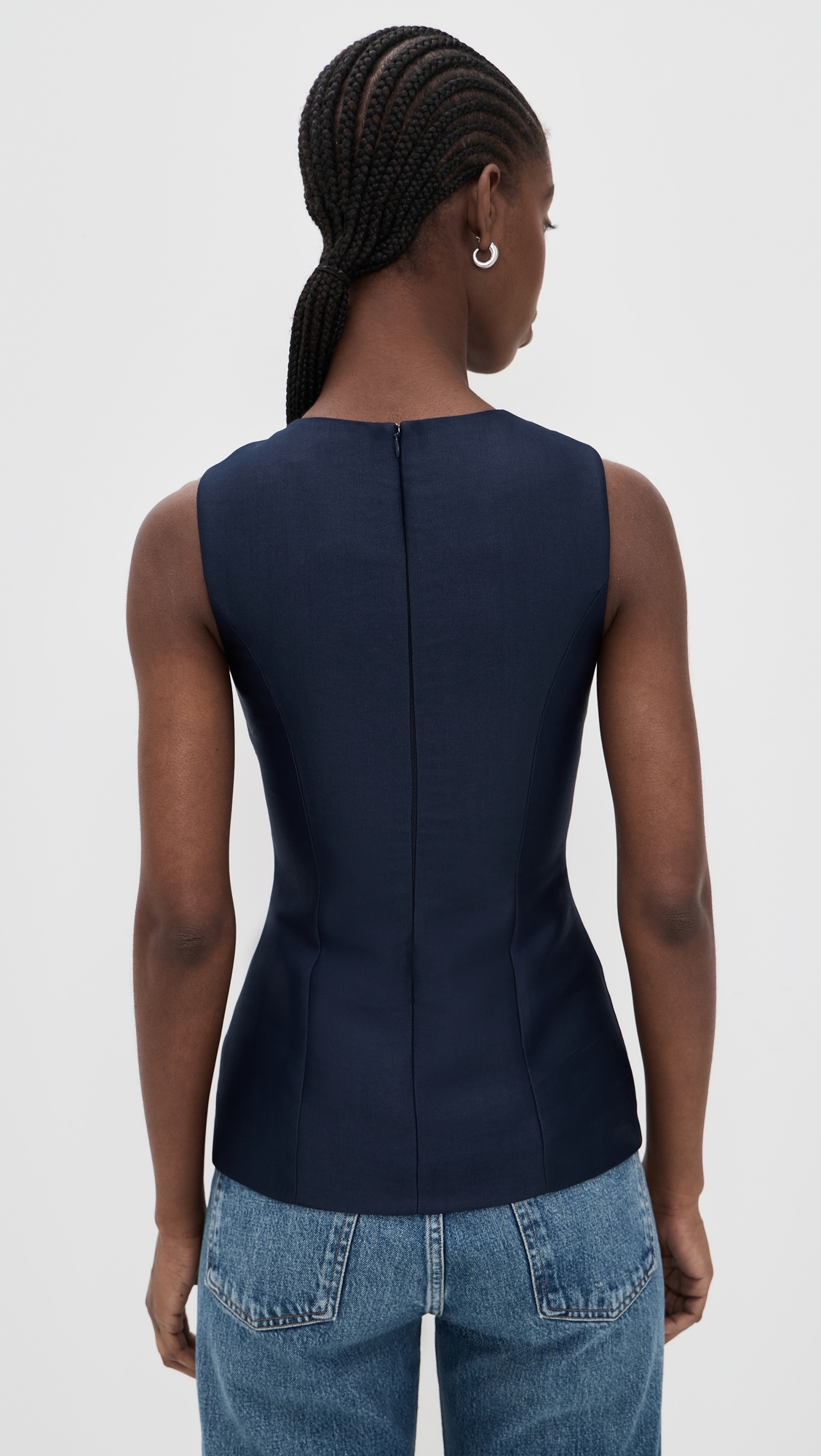 Alma Satin Pocket Top NAVY
