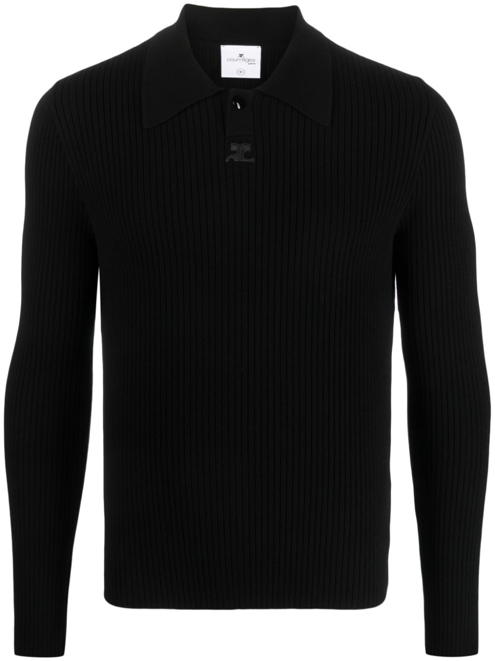 Logo-patch ribbed polo shirt - Brown