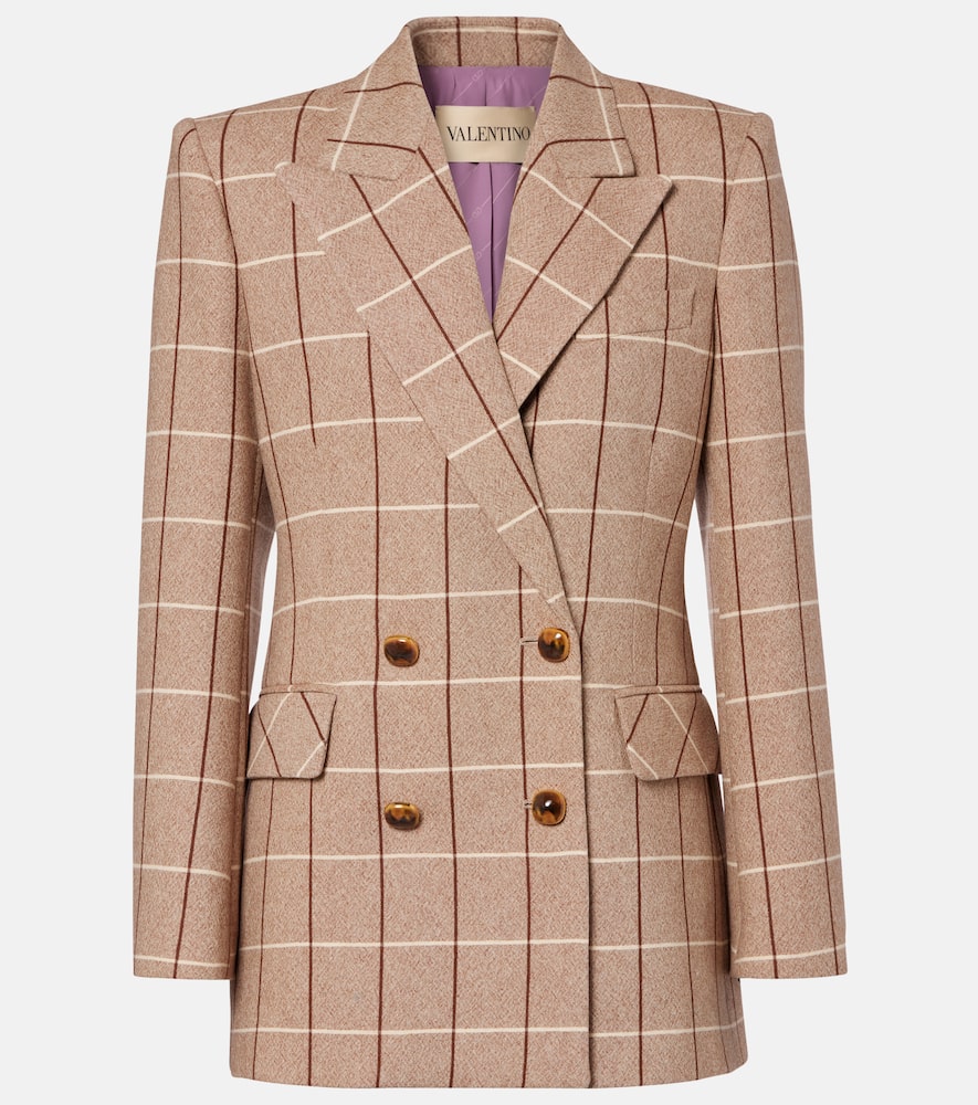 Checked double-breasted virgin wool blazer