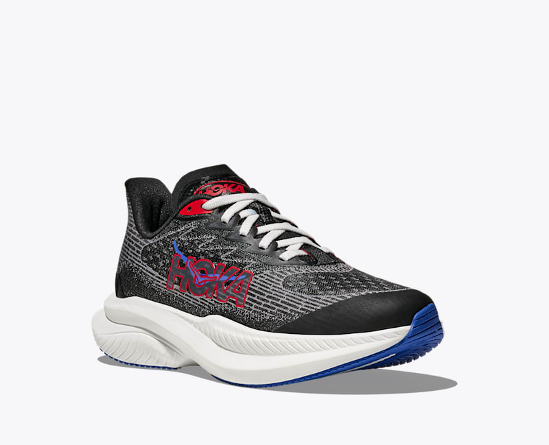HOKA Mach 6 Shoes in Black/Vermillion