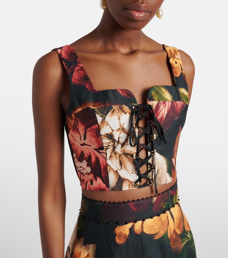Floral linen crop top