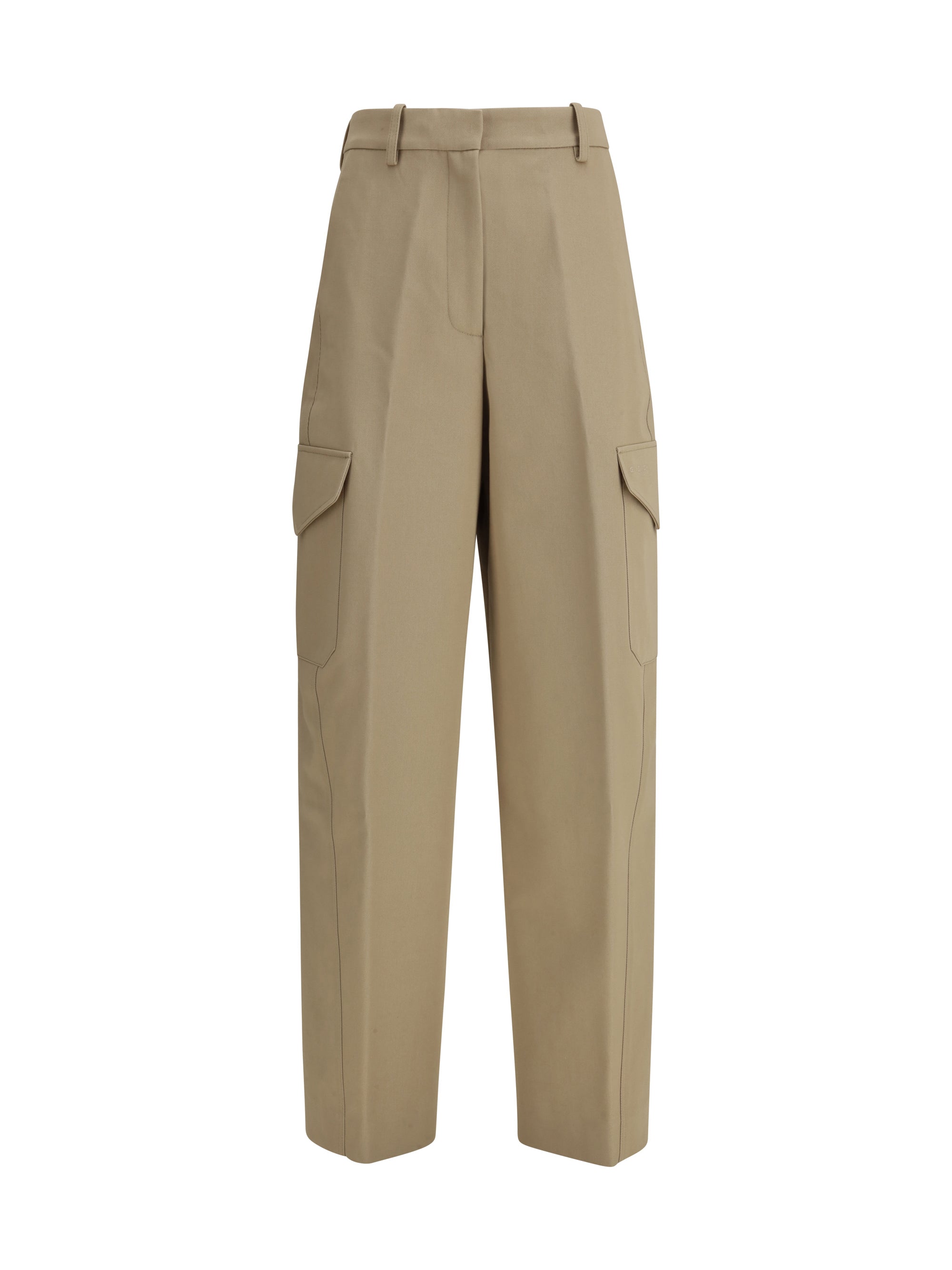 Cotton-Wool Blend Cargo Pants — Beige