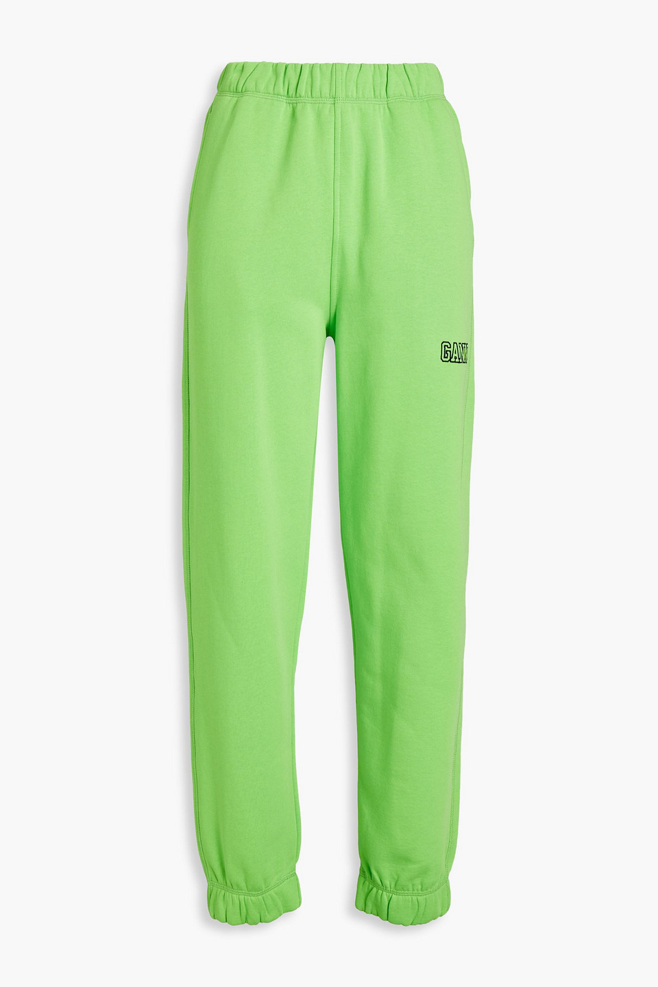 Embroidered organic French cotton-terry track pants