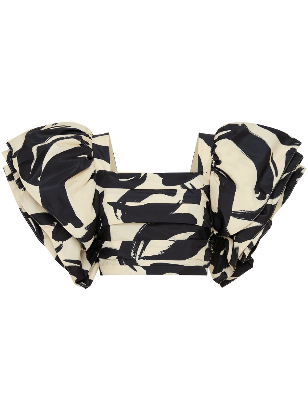 Pompidou abstract-print crop blouse - Black