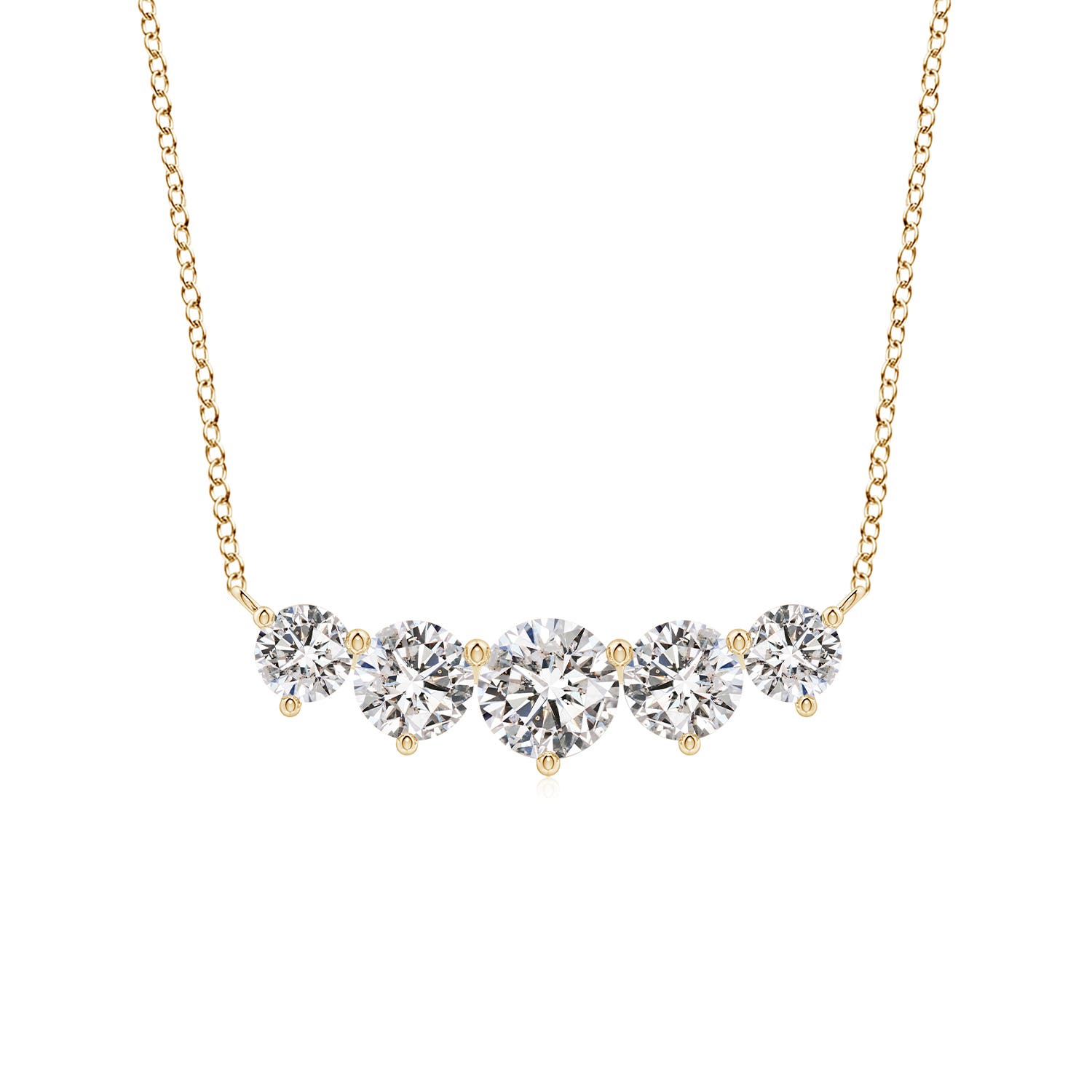 Angara 1.0 Carat Graduated Five Stone Round Diamond Necklace in 18K Yellow Gold