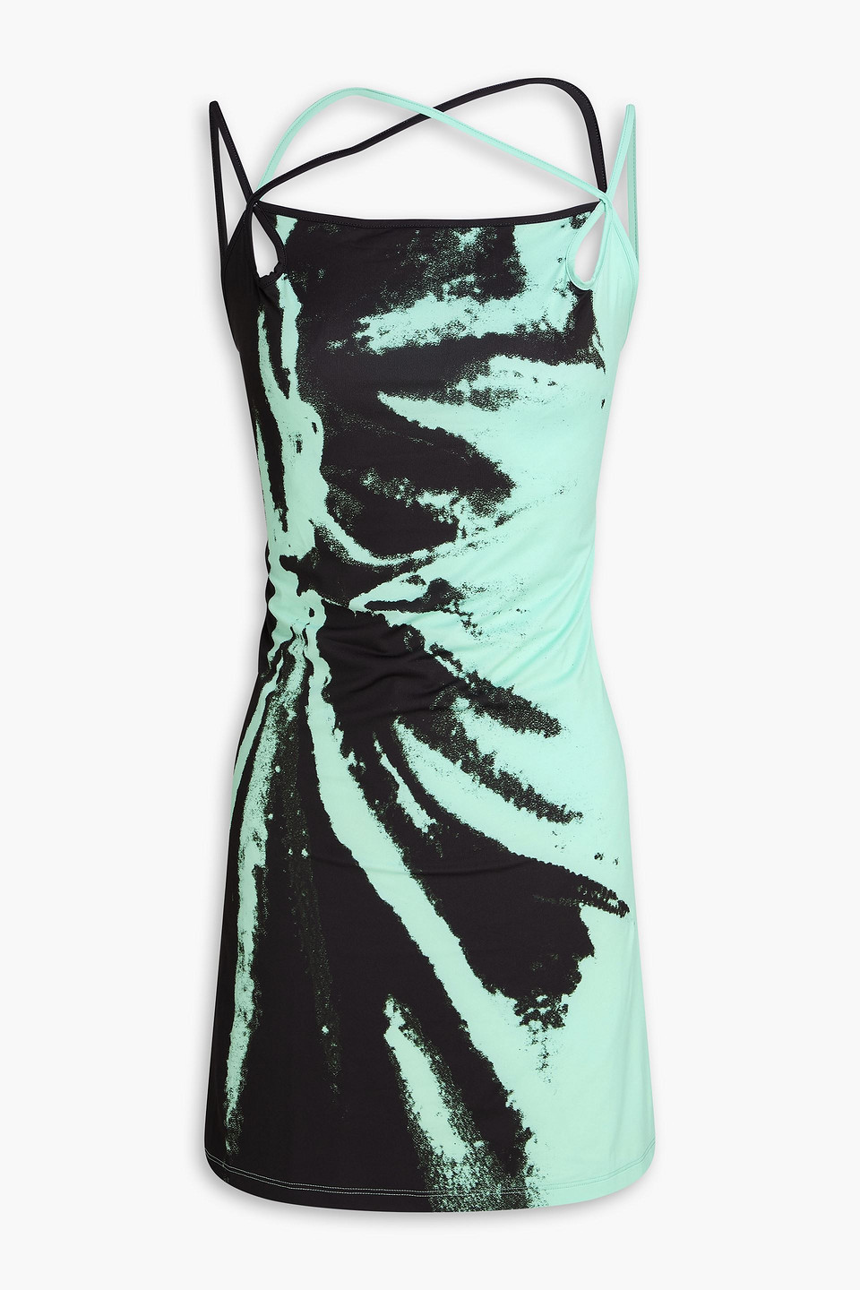 Teardrop printed recycled stretch-jersey mini dress - Green - M