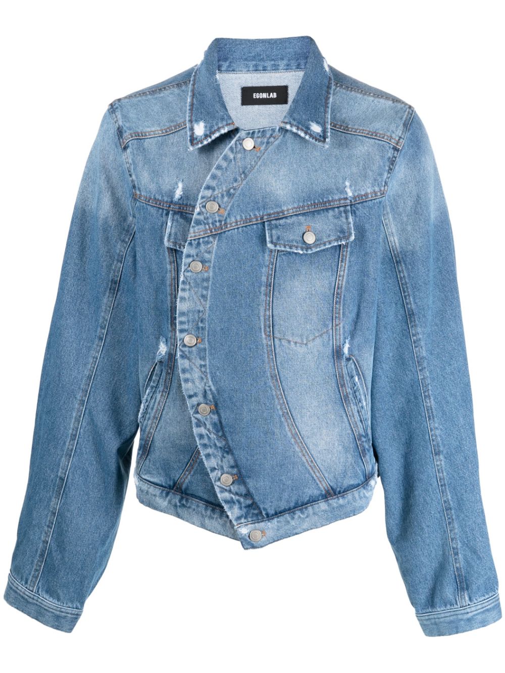 Ripped-detail denim jacket - Blue