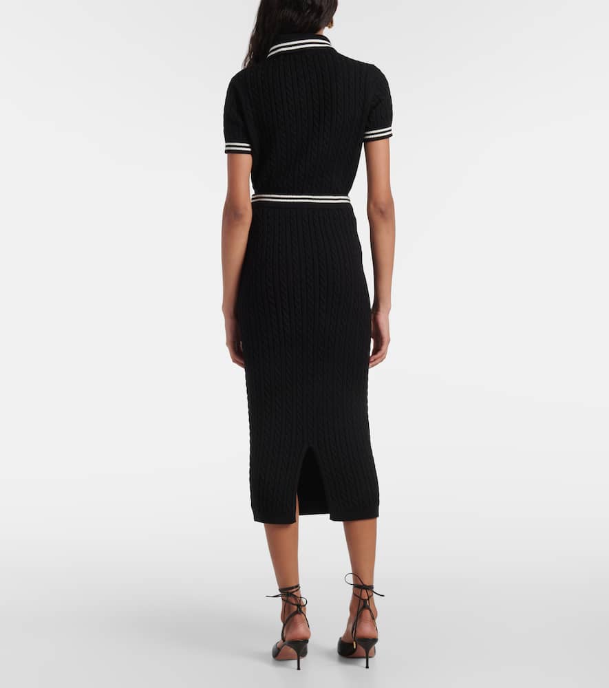 Cable-knit cotton midi skirt