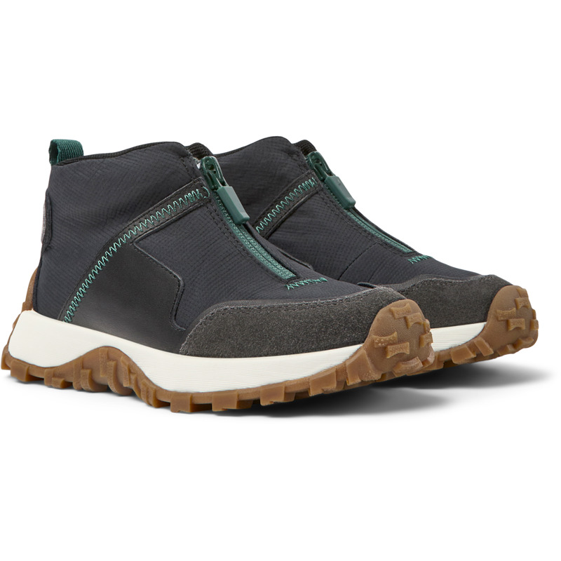 CAMPER Drift Trail - Boots for Girls - Green,Black,Blue, 5, Cotton fabric/Smooth leather