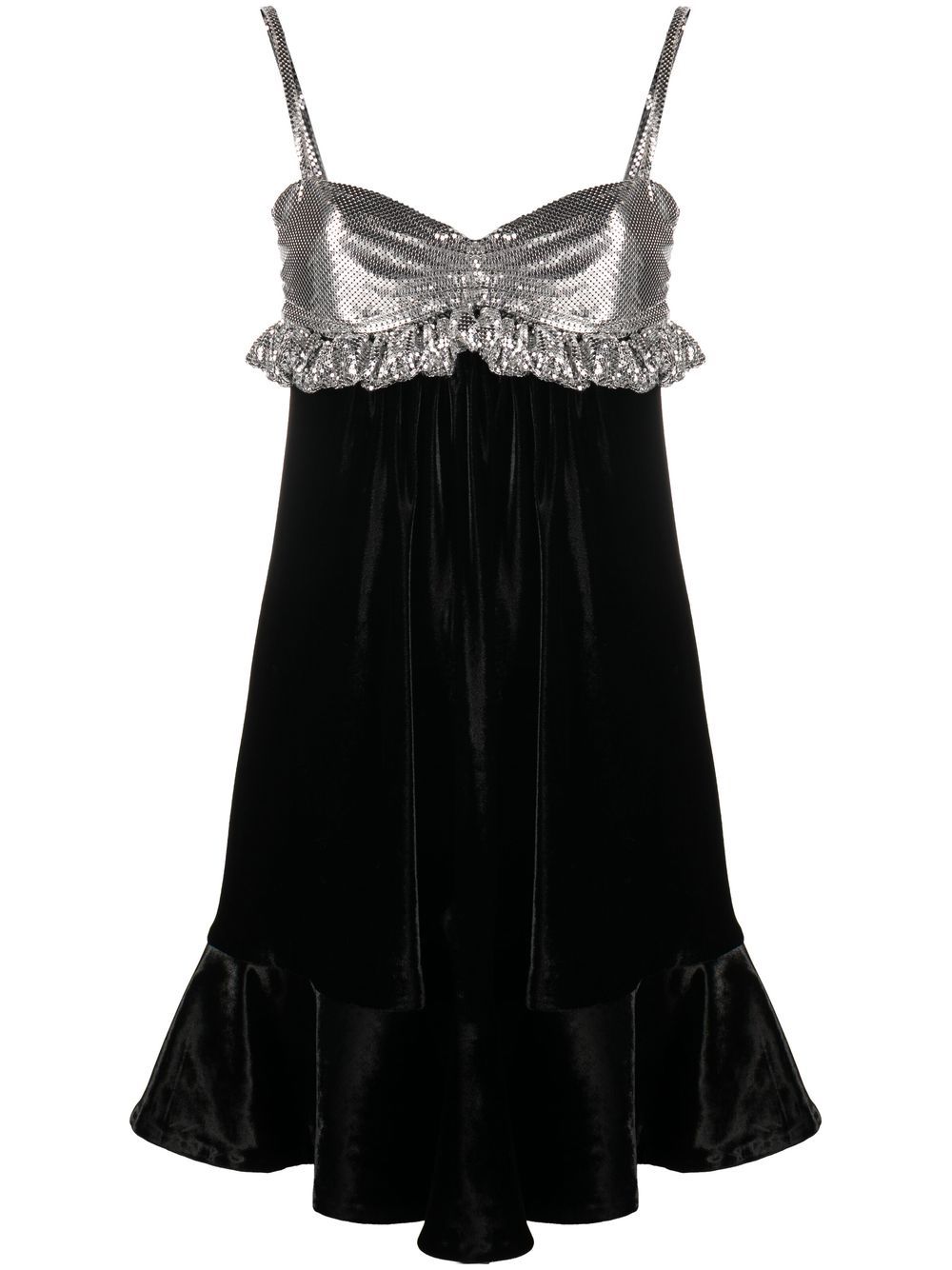Two-tone velvet minidress - Black