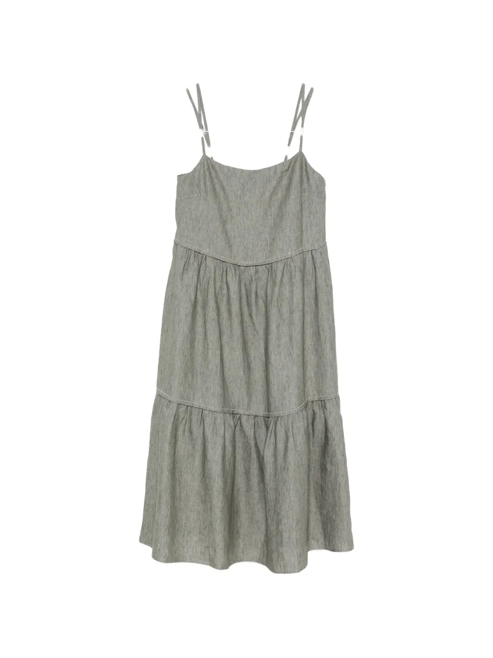 Tiered Linen Dress — Green