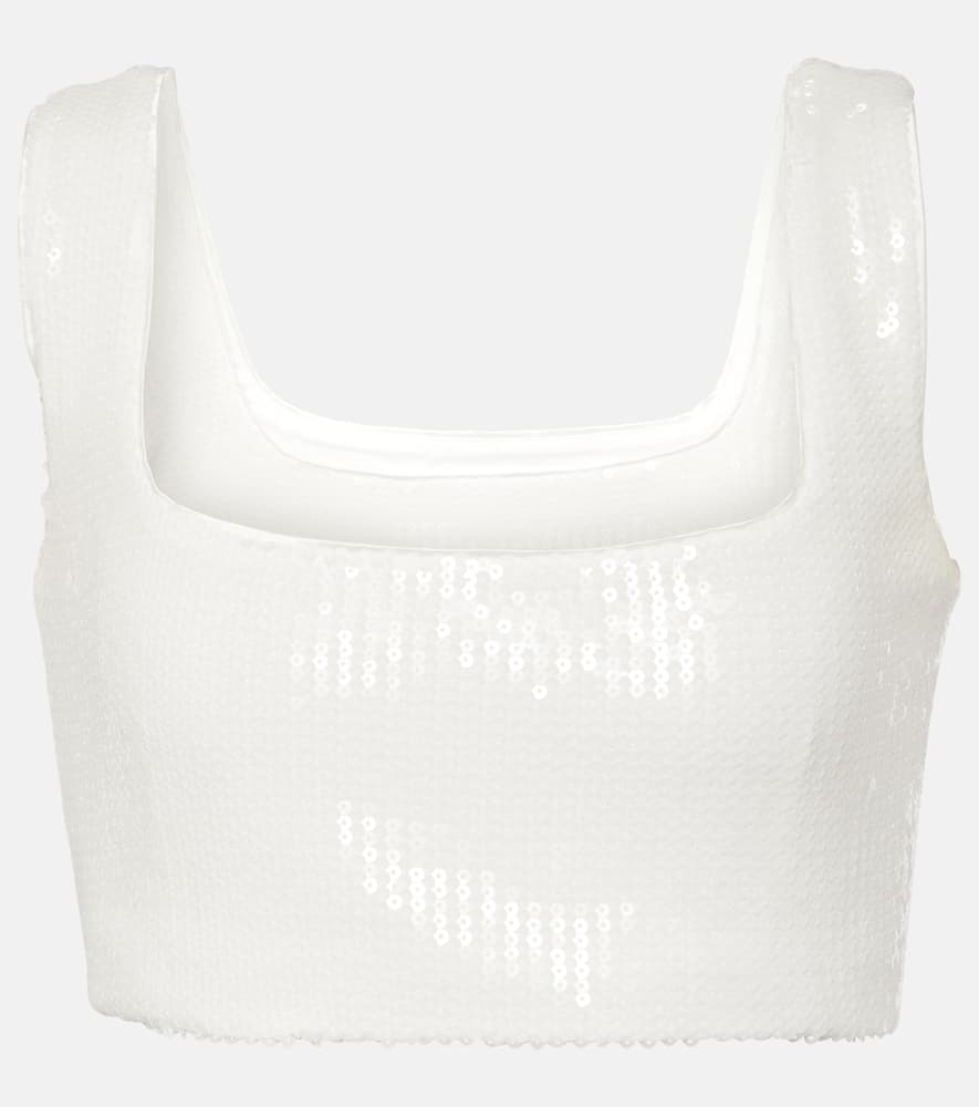 Bridal Beating Heart sequined crop top